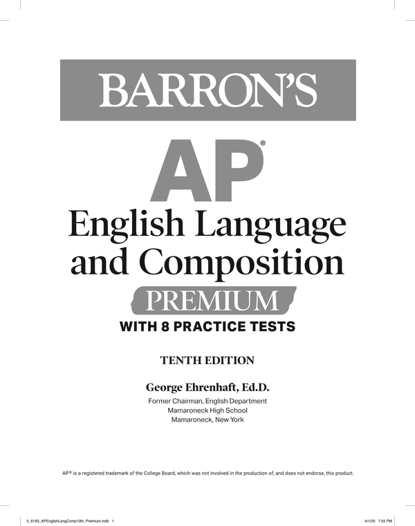 SparkNotes: AP English Language & Composition: Practice Exams & Strategy Book