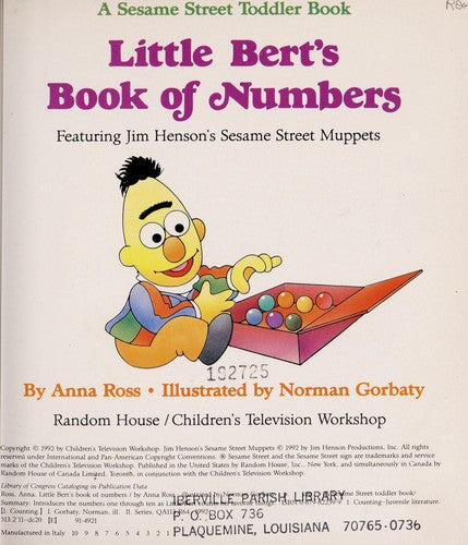 Little Bert's Book Of Numbers: (Sesame Street Toddler Books)