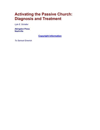 Activating The Passive Church: Diagnosis And Treatment