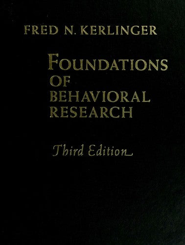 Foundations Of Behavioral Research