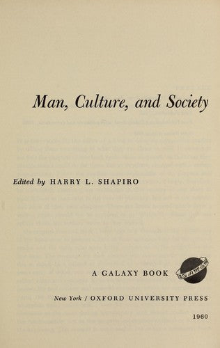 Man, Culture And Society (Galaxy Books)