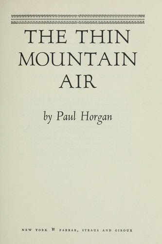 The Thin Mountain Air