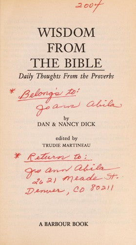 Wisdom From The Bible: Daily Thoughts From The Proverbs
