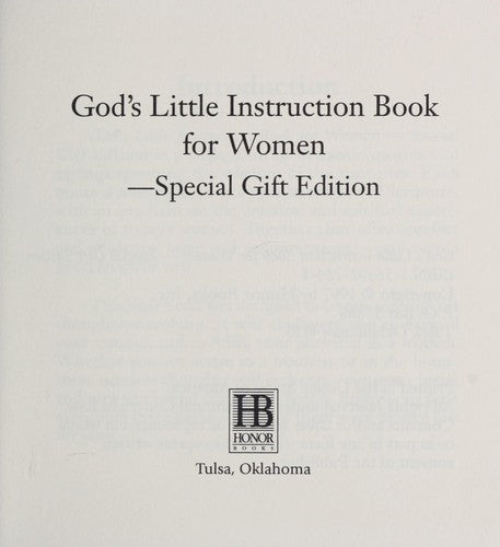 God's Little Instruction Book For Women (God's Little Instruction Book)
