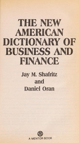New American Dictionary of Business and Finance