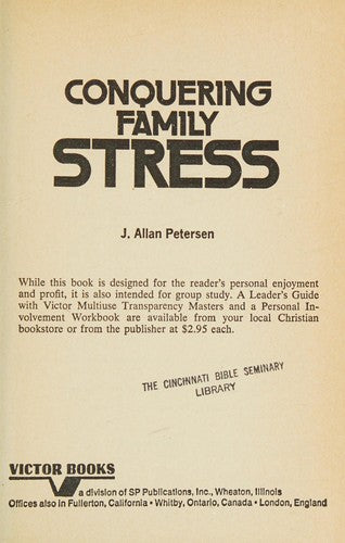 Conquering Family Stress: a guide to action in times of crisis
