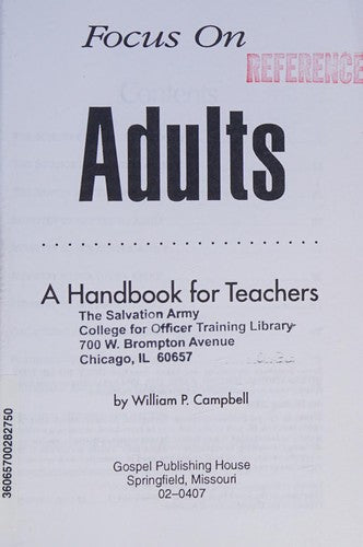 Focus On Adults: A Handbook For Teachers