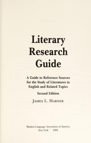 Literary Research Guide: a guide to reference sources for the study of literatures in English and related topics