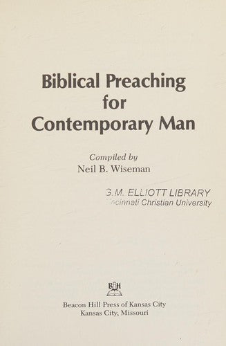 Biblical Preaching For Contemporary Man