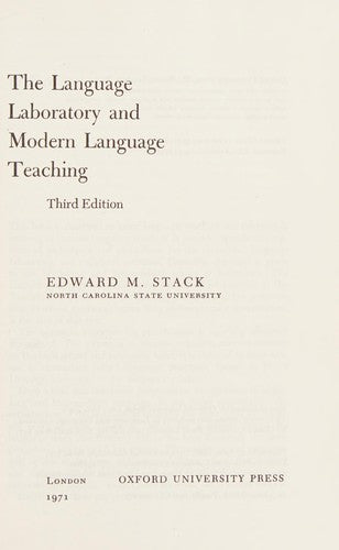 The Language Laboratory And Modern Language Teaching