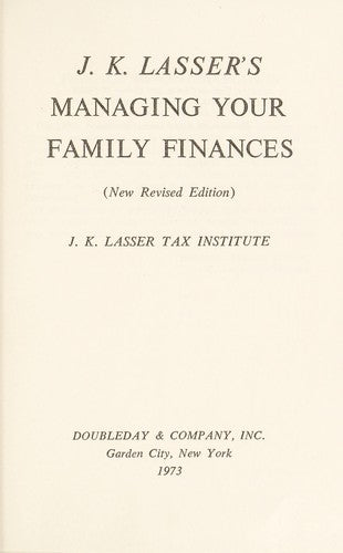 J. K. Lasser's Managing Your Family Finances