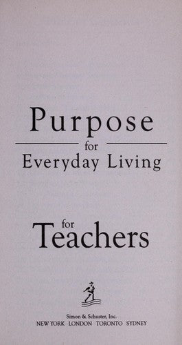 Purpose For Everyday Living For Teachers