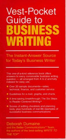 Vest-Pocket Guide To Business Writing: The Instant-Answer Source For Today's Business Writer (Vest-Pocket Series): the instant-answer source for today's business writer