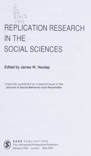 Replication Research In The Social Sciences