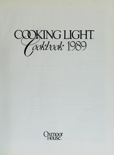 Cooking Light Cookbook 1989