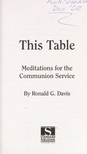 This Table: meditations for the communion service