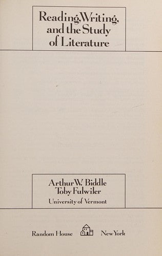 Reading, Writing, And The Study Of Literature