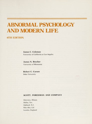 Abnormal Psychology And Modern Life