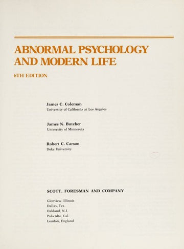 Abnormal Psychology And Modern Life