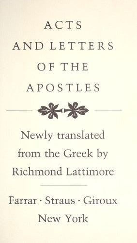 Acts and Letters of the Apostles (English and Ancient Greek Edition)