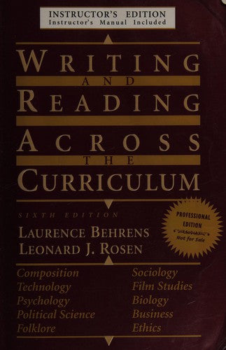 Writing And Reading Across The Curriculum