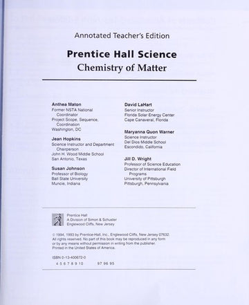 Chemistry of Matter (Prentice Hall Teacher's Edition)