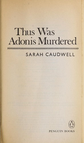 Thus Was Adonis Murdered
