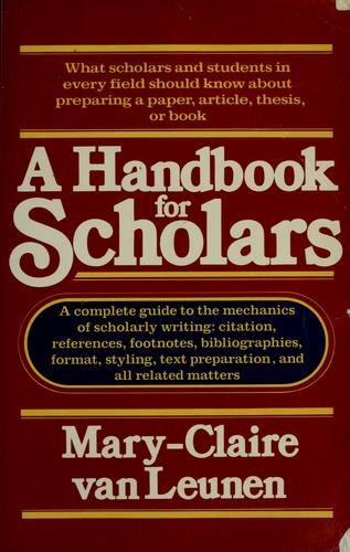 A Handbook For Scholars (without dust jacket)