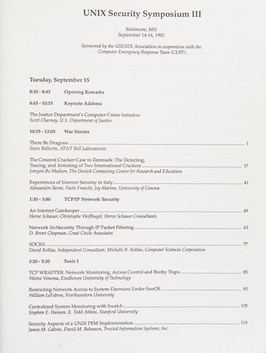 Unix Security Symposium III : Proceedings/Baltimore, Md/September 14-16, 1992