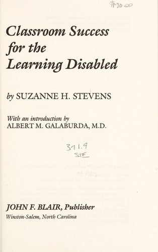 Classroom Success For The Learning Disabled