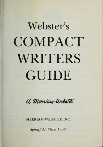 Webster's Compact Writers Guide