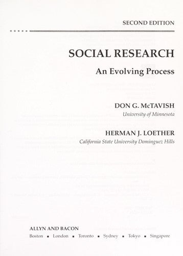 Social Research: An Evolving Process (2nd Edition): an evolving process