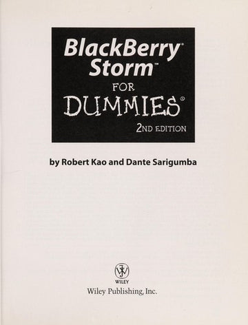 Blackberry Storm For Dummies (For Dummies (Computer/Tech))