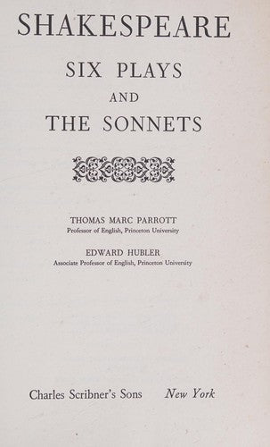 Sahkespeare: Six Plays And The Sonnets