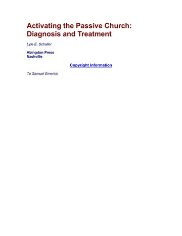 Activating The Passive Church: Diagnosis And Treatment