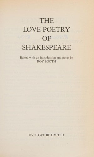 The Love Poetry Of Shakespeare