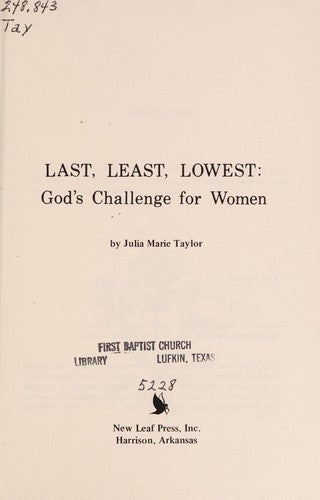 Last, Least, Lowest: God's challenge for women