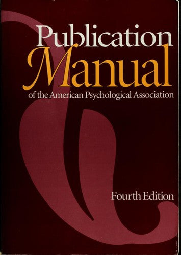 Publication Manual Of The American Psychological Association, Fourth Edition