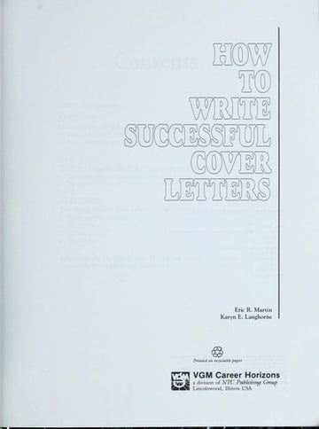 How To Write Successful Cover Letters (Careers Series)