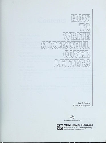 How To Write Successful Cover Letters (Careers Series)