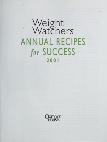 Weight Watchers Annual Recipes For Success 2001