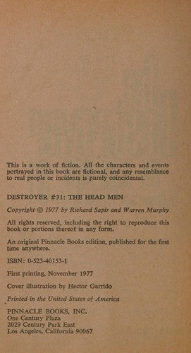 The Destroyer #31: The Head Men