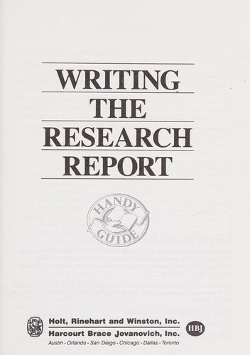 Writing The Research Report