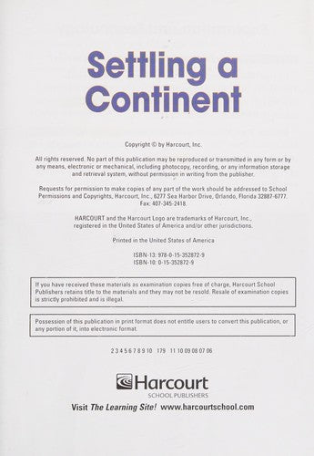 Settling A Continent: (Social Studies 07)