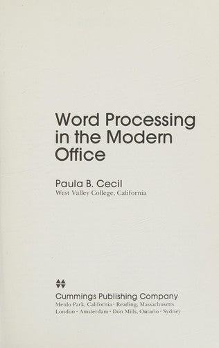 Word Processing In The Modern Office