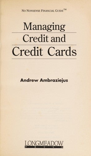 Managing Credit And Credit Cards