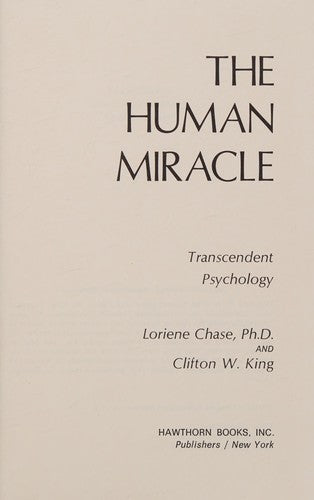 The Human Miracle: transcendent psychology