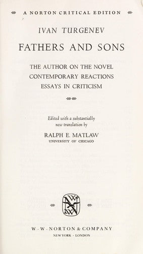 Fathers And Sons (A Norton Critical Edition)