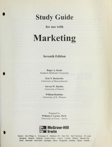 Study Guide for use with Marketing 7th Edition