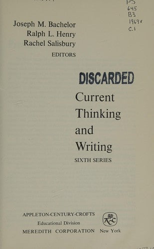 Current Thinking And Writing - Sixth Series